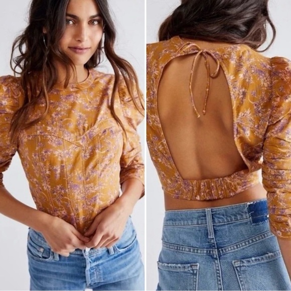 Free People Corset Style Backless Monica Top Size XS Floral - Picture 5 of 12
